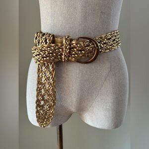 Hollister Gold Leather Braided Belt XL